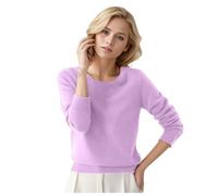 Pull Femme Automne Hiver Chaud Chic et Élégant Pull Fin Femme Manche Longue Col Rond Demi Saison Pullover Femme Tricoté Basic Doux Chandail Femme Leger Simple Uni Vintage (01#Violet Clair, M)
