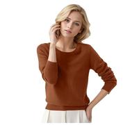Pull Femme Automne Hiver Chaud Chic et Élégant Pull Fin Femme Manche Longue Col Rond Demi Saison Pullover Femme Tricoté Basic Doux Chandail Femme Leger Simple Uni Vintage (01#Marron, XXL)