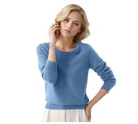Pull Femme Automne Hiver Chaud Chic et Élégant Pull Fin Femme Manche Longue Col Rond Demi Saison Pullover Femme Tricoté Basic Doux Chandail Femme Leger Simple Uni Vintage (01#Bleu Clair, M)