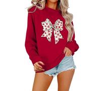 Pull Femme Automne Sweatshirt Sans Capuche Pull Manches Longues Sweatshirt avec Inscription « God is Greater Than The Highs and Lows » pour Femme Manches Longues Graphique, rouge, S