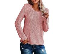 Pull Femme Cachemire Pull Femme Long Et Chaud Automne Couleur Unie Col Rond Laine Ligne Tricoté Epaule Ample pour Vacances Quotidien Time Pullover Polaire Hiver Chaud Sweater