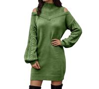 Pull Femme Cachemire,Robe Pull Longue en Coupe Oversize Douce Et Confortable éPaules DéNudéEs Et Col Montant IdéAle pour L'Automne Et l'hiver. Tenue éLéGante Et Polyvalente.