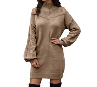 Pull Femme Cachemire,Robe Pull Longue en Coupe Oversize Douce Et Confortable éPaules DéNudéEs Et Col Montant IdéAle pour L'Automne Et l'hiver. Tenue éLéGante Et Polyvalente.
