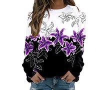 Pull Femme Casual sans Capuche Sweat À Manches Longues sans Capuche Femme Chic élégant Sweat-Shirt Streetwear Pull de Sport Imprimé Rayures Gradient pour Femmes Filles Veste Ete Femme