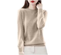 Pull Femme Chic Chaud Pas Cher Couleur Unie Col Rond Hauts Manche Longue Pulls en Tricot Pull Femme Hiver Chaud Chic et élégant Laine et Cashmere Haut Tops Leger Sweater Basique Vetement Solde