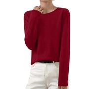 Pull Femme Chic Chaud Pas Cher Couleur Unie Col Rond/V Hauts Manche Longue Pull en Tricot Femmes Hiver Leger Tunique Femme Chic et Elegant Pullover Haut Tops Pulls Décontractés T Shirts Blouses