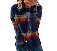 Pull Femme Chic Et Elegant Ample Col Rond Rayures Automne Hiver Chaud en Tricot à Manche Longue Jolie Pullover Jacquard Pas Cher A La Mode Tee Shirt Personnalisable Femme