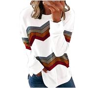 Pull Femme Chic Et Elegant Ample Col Rond Rayures Automne Hiver Chaud en Tricot à Manche Longue Jolie Pullover Jacquard Pas Cher A La Mode Tee Shirt Personnalisable Femme
