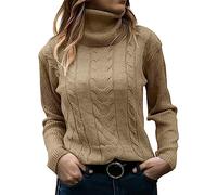 Pull Femme Chic Et Elegant Chaud, Pull Chaud Femme Hiver Grande Taille, Sweater Couleur Unie Vintage Pullover Tricoté Couleur Unie Haut Jacquard 2025 Nouveau Tunique Décontracté Polyvalent Sweater