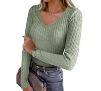 Pull Femme Chic Et Elegant Grande Taille Haut Femme Chic Et Elegant Coton Oversize Tunique Col V Chaude Laine Sweatshirts Automne Cachemire Basique Slim Fit Tshirt sous Pull(Green à la Menthe,S)