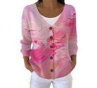 Pull Femme Chic et Elegant Hiver Cardigan Ruban Rose Cancer du Sein Sweat Automne Gilets Manche Longue Cachemire Hiver Pulls en Tricot Leger Grande Taille Sweatshirts Bouton Ouvert Blouson Sweater