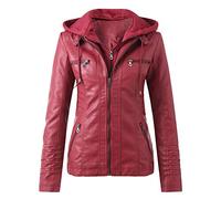 Pull Femme Chic Et Elegant, Veste en Cuir Femme Biker Blouson Style Motard pour Imitation À Manches Longues Zip Jacket Slim Fit Faux Leather Mi Saison Manteau de Moto Col Montant XXL