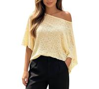 Pull Femme Chic,French Style Irregular Shawl Base Layer Pullover Sweater Fashion Loose Knit Sheer Top