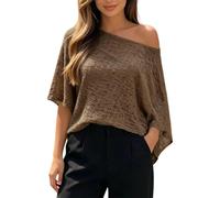 Pull Femme Chic,French Style Irregular Shawl Base Layer Pullover Sweater Fashion Loose Knit Sheer Top