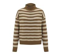 Pull Femme Chic,Pull Col Roulé Ample à Rayures RéTro ContrastéEs pour Femme Orange Et Blanc Tricoté DéContracté