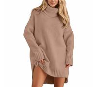 Pull Femme Col Roulé,Ensemble Deux PièCes Automne-Hiver : Pull en Et à Bordure en Dentelle Doux Et Chaud IdéAl pour Une Superposition.