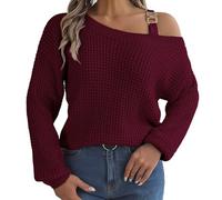 Pull Femme Col Roulé, Pull Femme éLéGant en Tricot à Manches Longues avec éPaule DéNudéE Et DéTail Bretelles MéTalliques pour Moderne Et Confortable Toute La JournéE