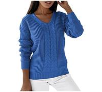 Pull Femme Col V Faux Deux Pièces Col en U Knit Jumper Irrégulier Manches Chauve-Souris torsadé à Manches Longues Casual Tendance Pas Cher A La Mode Casual Elegant Fall Tops