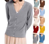 Pull Femme Col V Grande Taille, Pull Leger D Automne Femme, Sweater Avec Bouton Tunique Manche Longue Haut Décontracté Couleur Unie Tunique Quotidiennes Polyvalent Loungewear Mi Saison Sweater