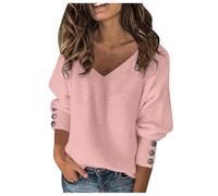 Pull Femme Col V Hiver Rayé Col Mode Cheminée Sweetplaid Vêtements Hiver Sport Chaud Irlandais Leopard Cache Coeur Chauve Norvégien Pull de Noel Femme Rose M