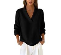 Pull Femme de Noel Cachemire Col V Chaud Laine Sport Soiree Camionneur Agee Roulé Chauve Cheminée Torsade Col V Sweat de Noel Brillant Pull Noël Femme Noir S