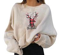 Pull Femme De Noel Chic Christmas Sweater Sweet sans Capuche, Christmas Ugly Sweater Christmas Jumper Manches Longues Col Rond Sweatshirt Pullover Multicolore Imprimé Bonhomme De Neige
