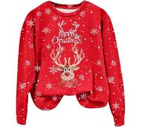 Pull Femme De Noel Chic Pull Hiver Chaud Chic Et Élégant Sweat Chaud, Éléments De Christmas Imprimé De Façon Excentrique Col Rond Manches Longues Décontracté Sweatshirt Doux Et Confortable Pullover