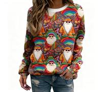 Pull Femme De Noël Curvy Élégant T-shirt Père Noël Manches Longues D'hiver Pulls Laids De Noël Col Rond Sweats Sans Capuche Léger Drôle Tricot Renne T-shirts grande taille, rouge, L