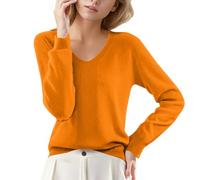 Pull Femme de Noel Grande Taille Original de Noel Fin Polaire Fete Agee Capuche Sweet Haut Chic Et Elegant Hiver Mode Élégant Paillettes Col V Torsade Pull Col V Femme Orange L