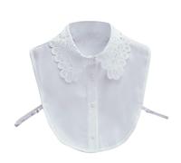 Pull Femme Décontracté Couleur Unie Dentelle avec Col de Perruque Pull Chemise Col Décoratif Blouses Sans Col, Blanc., Taille unique