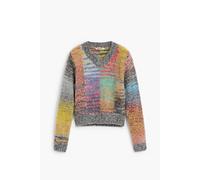 Desigual Pull-over bleu / curry / rouge sang / noir, Taille L