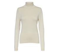 Pull femme écru uni stretch avec une coupe ajustée, des manches longues et un col roulé XS
