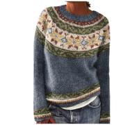 Pull Femme en Laine Grande Taille Sweatshirts Sweat sans Capuche Chic Et Elegant Pullover Jacquard Pull Hiver Chaud Col Rond