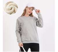 Pull femme en polaire épaisse pour l'hiver - Gris - Col rond ample - Sous-vêtements thermiques XXXL