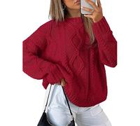Pull Femme Generic Col Rond Col Rond Cachemire Jacquard Sport Hiver Generic Gros Large Thermique de Noel Manche Longue Chaude Grosse Pull Leopard Femme Rouge S