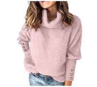 Pull Femme Grande Taille 46/48 Oversize en Laine Manche Chauve-Souris Gilet sans Manche Thermique Rose Haut Chic Et Élégant pour Soirée