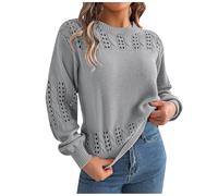Pull Femme Grande Taille-Women’S Autumn Winter Casual Solid Color Hollow Out Sleeve Pullover Sweater