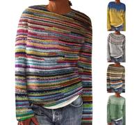 Pull Femme Hiver Chaud Chic Et Élégant Court, Pull Femme Demi Saison Automne, 2025 Nouveau Sweater Couleur Assembler Haut Décontracté Polyvalent Tunique Tricoté Sweater Manche Longue Pullover