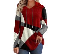Pull Femme Hiver Chaud Chic Et Elegant Décontractés Femme Pull en Cachemire à Capuche Grande Taille Pas Cher Imprimé Patchwork Sweatshirtà Manches Longues Tunique Sweat Pullover Haut Tops Pulls