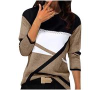 Pull Femme Hiver Chaud Chic Et élégant Jacquard Pull Leger Femme Manches Longues Imprimé Géométrique Fantaisie Pulls Fin Long Col Rond/Col V Casual Chandail d'automne Grande Taille Ideal Pullover