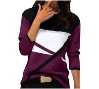 Pull Femme Hiver Chaud Chic Et élégant Jacquard Pull Leger Femme Manches Longues Imprimé Géométrique Fantaisie Pulls Fin Long Col Rond/Col V Casual Chandail d'automne Grande Taille Ideal Pullover