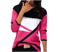 Pull Femme Hiver Chaud Chic Et élégant Jacquard Pull Leger Femme Manches Longues Imprimé Géométrique Fantaisie Pulls Fin Long Col Rond/Col V Casual Chandail d'automne Grande Taille Ideal Pullover