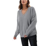 Pull Femme Hiver Chaud Chic,Pull tricoté pour Femmes Ample col V décontracté Polyvalent Nouvelle frontière Style européen américain 2023