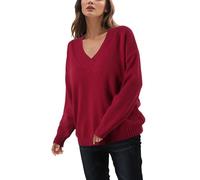 Pull Femme Hiver Chaud Chic,Pull tricoté pour Femmes Ample col V décontracté Polyvalent Nouvelle frontière Style européen américain 2023