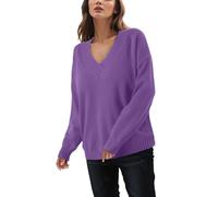 Pull Femme Hiver Chaud Chic,Pull tricoté pour Femmes Ample col V décontracté Polyvalent Nouvelle frontière Style européen américain 2023