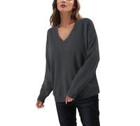 Pull Femme Hiver Chaud Chic,Pull tricoté pour Femmes Ample col V décontracté Polyvalent Nouvelle frontière Style européen américain 2023