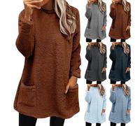 Pull Femme Hiver Chaud Et Doux - Manteau Femme Hiver Grande Taille Sweat Extérieur Sweats Décontractés Sweatshirt avec Poche Manteau Col Rond Manteaux Quotidiennes Pull Pilou Loungewear Sweat XXXL