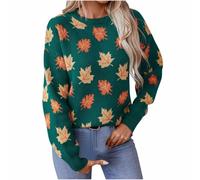 Pull Femme Hiver Chaud Laine Pull Zippé Femme en à Col du Cou pour Décontracté Imprimé Feuille D Érable Automne Hiver Manches Longues Leger Chaud Green XL