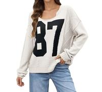 Pull Femme Hiver Chaud-Pull Tricoté à Manches Longues pour Femme Coupe Ample DéContracté Imprimé NuméRique Automne-Hiver Confortable Chaud Mode