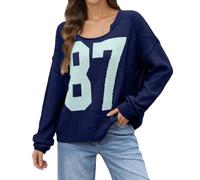 Pull Femme Hiver Chaud-Pull Tricoté à Manches Longues pour Femme Coupe Ample DéContracté Imprimé NuméRique Automne-Hiver Confortable Chaud Mode